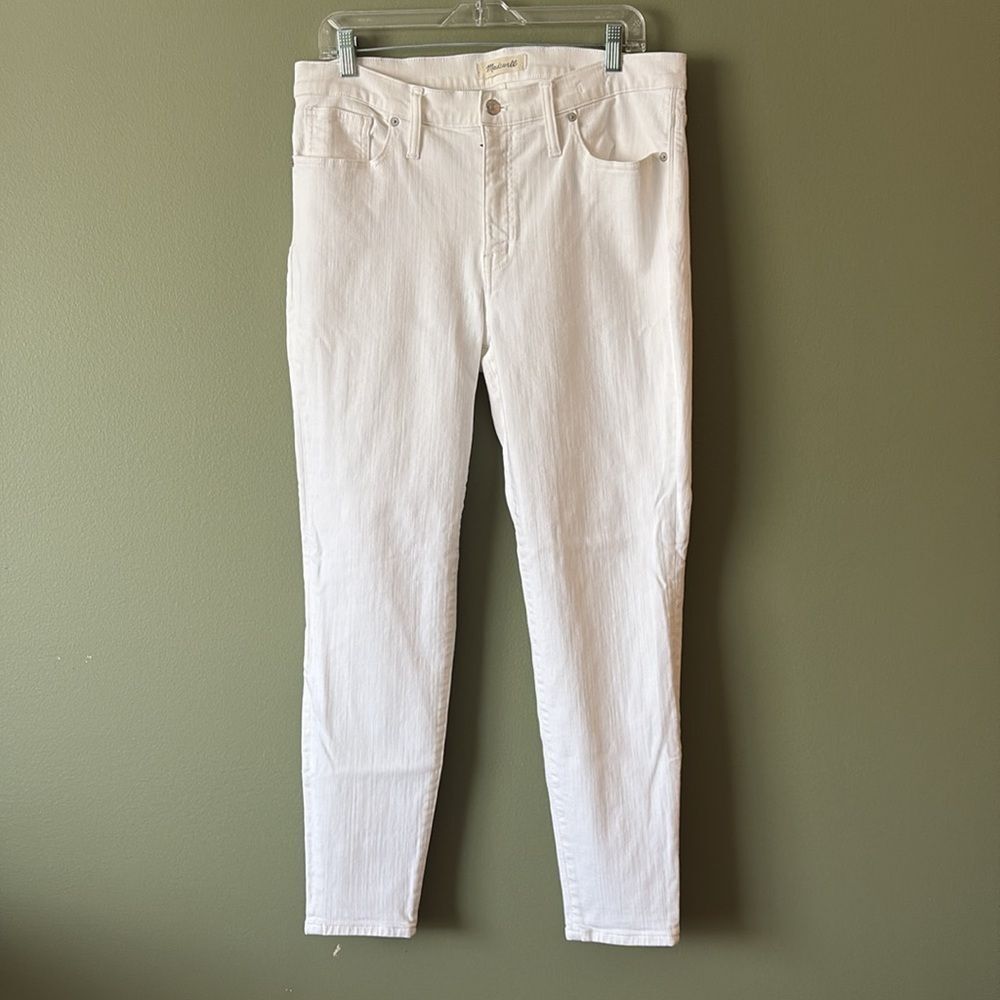 Madewell 9" High-Rise Skinny Pure White Denim Jeans Sz 32 - Picture 2 of 9